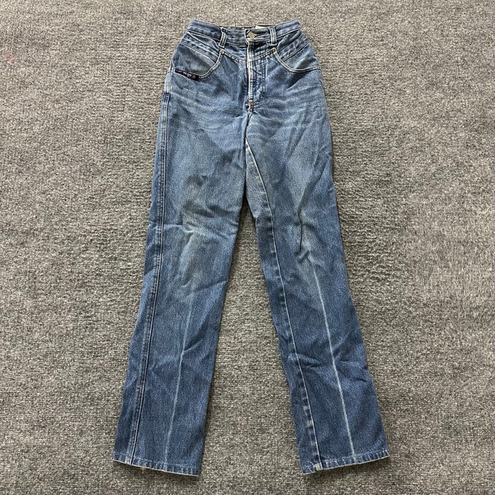 Blaze Jeans Womens Size 00 Blue High Waisted Western Cotton Straight Leg Frayed